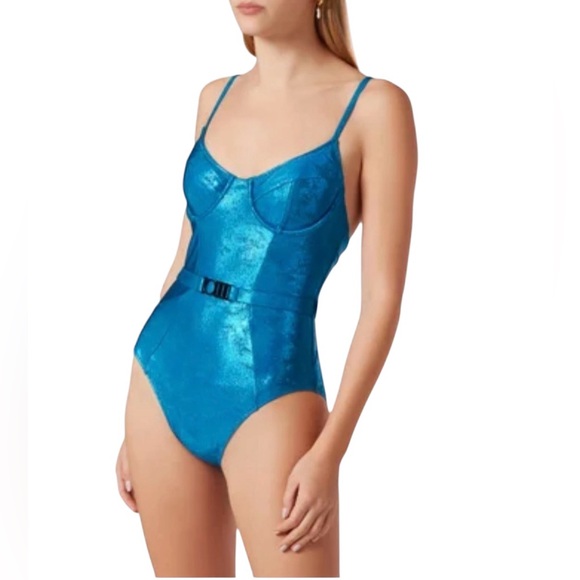 SOLID & STRIPED Other - Solid & Striped Moroccan Blue Shimmer Underwire One-Piece Swimsuit Medium
